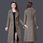 Jesen Zima Nova vunena jakna 6XL Sredovječna majka Tanak temperamentni dugi kaput s remenom Dvostruko kopčanje ženski vuneni kaput