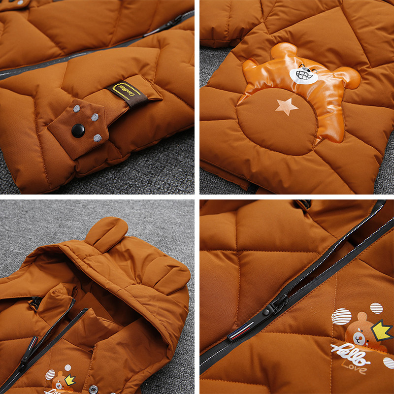 2 3 4 5 godina Jakna za dječake Nova moda Jesen Zima Ugrijani kaputi za djecu Odjeća Slatki mali medvjed Odjeća za bebe s patentnim zatvaračem s kapuljačom