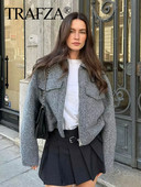 TRAFZA sieviešu eleganta cieta jaka priekšējā kabata ar garām piedurknēm rāvējslēdzēja jakas mētelis sievietēm modes rudens ikdienas virsdrēbes