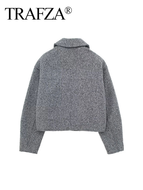 TRAFZA sieviešu eleganta cieta jaka priekšējā kabata ar garām piedurknēm rāvējslēdzēja jakas mētelis sievietēm modes rudens ikdienas virsdrēbes