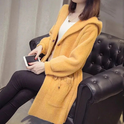 Mink Velvet Zimski ženski kaput Tide ins Joker Loose Plus Size Pleteni kardigan New Western Style Ženski kaput Tide za mršavljenje