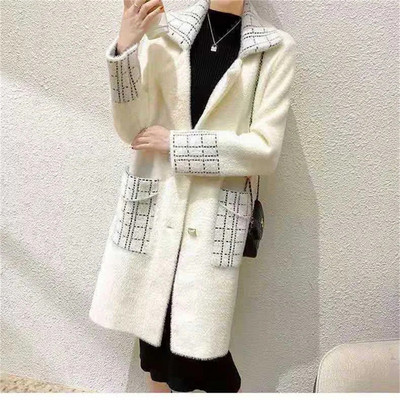 Mink Velvet Zimski ženski kaput Tide ins Joker Loose Plus Size Pleteni kardigan New Western Style Ženski kaput Tide za mršavljenje