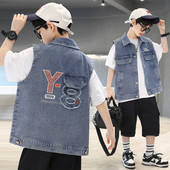 Denim prsluk za dječake Dječja odjeća Proljeće ljeto Jean prsluk Jakna bez rukava Gornja odjeća Gornji prsluk za dječake Dječja odjeća