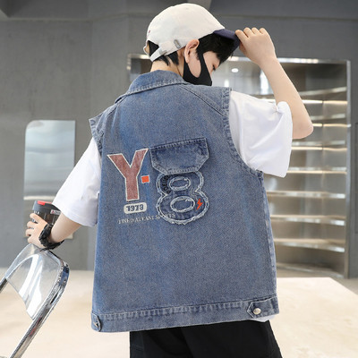 Denim prsluk za dječake Dječja odjeća Proljeće ljeto Jean prsluk Jakna bez rukava Gornja odjeća Gornji prsluk za dječake Dječja odjeća