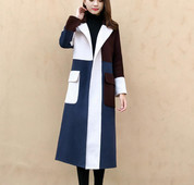 2020, nouă haină lungă pentru femei, haină mare de lână, cu cusături, culoare contrastantă, pardesiu, rezistent la vânt, îmbrăcăminte de birou de calitate pentru femei