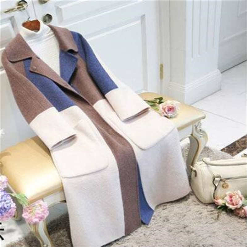 2020, nouă haină lungă pentru femei, haină mare de lână, cu cusături, culoare contrastantă, pardesiu, rezistent la vânt, îmbrăcăminte de birou de calitate pentru femei