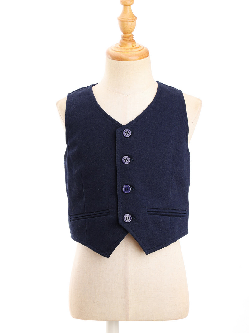 Bērni, zēni, kungi, vienkrāsains veste V kakla poga uz leju muguras siksna smaila veste ballītes skatuves priekšnesums