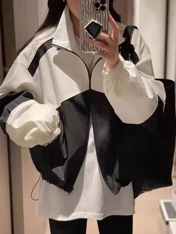 Rudens beisbola jaka Sieviešu vintage mēteļi ar garām piedurknēm Sieviešu korejiešu modes ikdienišķa apkakle, āra jaka sievietēm