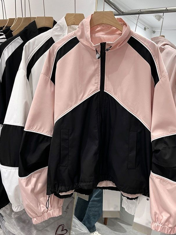 Rudens beisbola jaka Sieviešu vintage mēteļi ar garām piedurknēm Sieviešu korejiešu modes ikdienišķa apkakle, āra jaka sievietēm