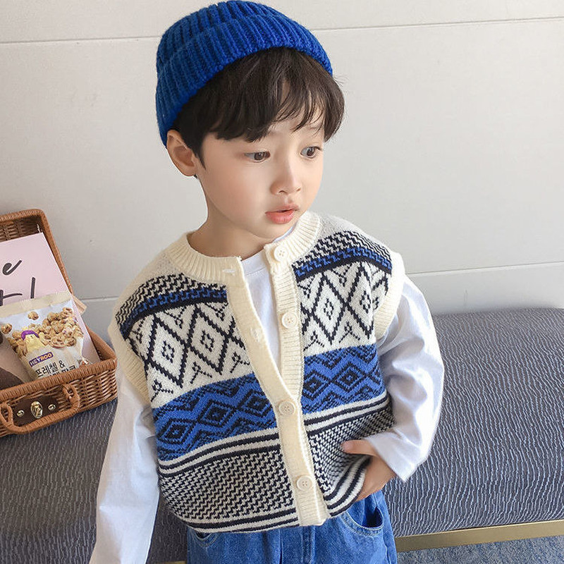 Dječji prsluci Džemperi Pamučni prsluk Dječji džemperi bez rukava vrhunske kvalitete Dječji pulover s O-izrezom pleteni prsluk kaput