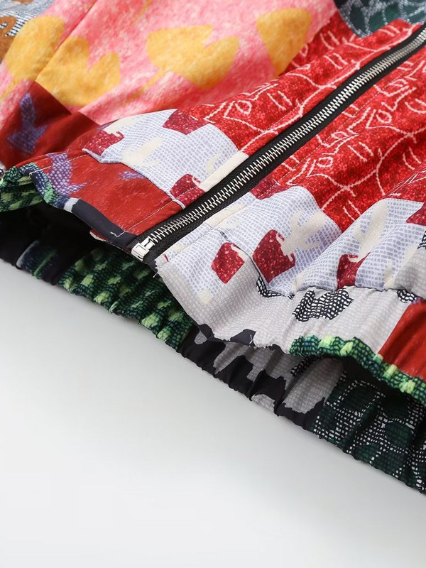 Jachete casual imprimate pentru femei, cu decolteu în V, cu mâneci lungi, cu fermoar metalic în față, jachete largi pentru femei, îmbrăcăminte de stradă, îmbrăcăminte exterioară