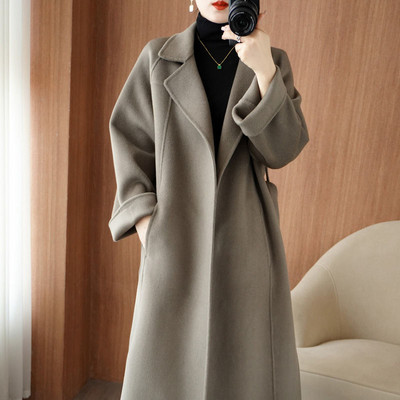 Iarnă Nou 100% Lână Pură Palton Dublu Cașmir Femei Lângă Lângă Costum Guler Pardesiu de Lână Femei