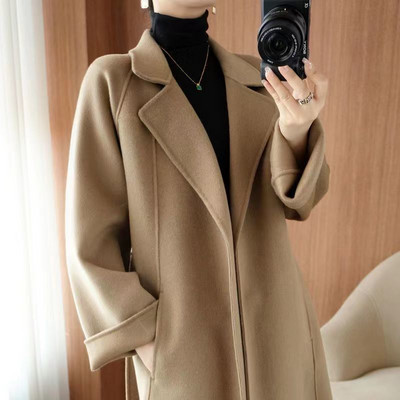 Iarnă Nou 100% Lână Pură Palton Dublu Cașmir Femei Lângă Lângă Costum Guler Pardesiu de Lână Femei