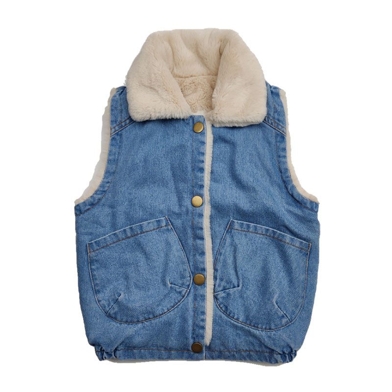 Dječji traper prsluk 2023 Novi prsluci za djevojčice Jesen Zima Gornja odjeća Jakna Plišani topli prsluk za bebe CH129