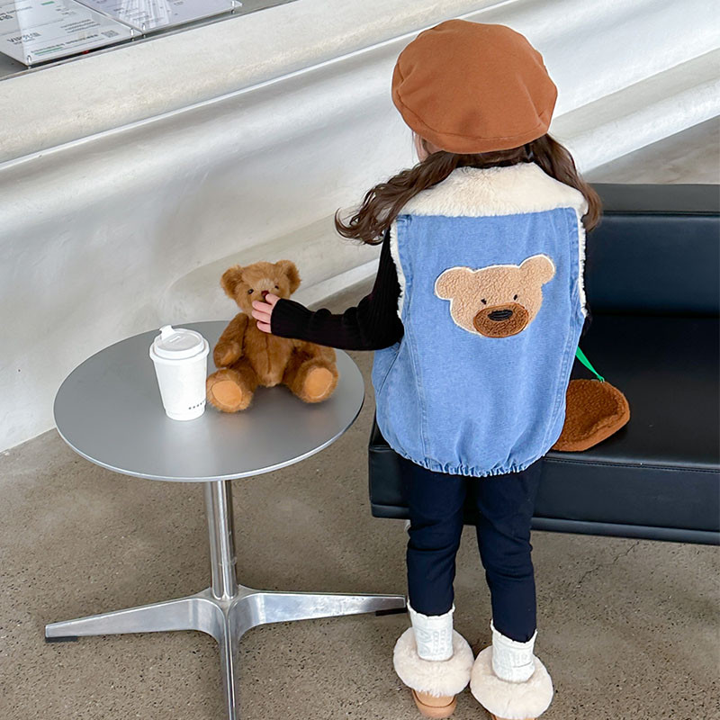 Dječji traper prsluk 2023 Novi prsluci za djevojčice Jesen Zima Gornja odjeća Jakna Plišani topli prsluk za bebe CH129