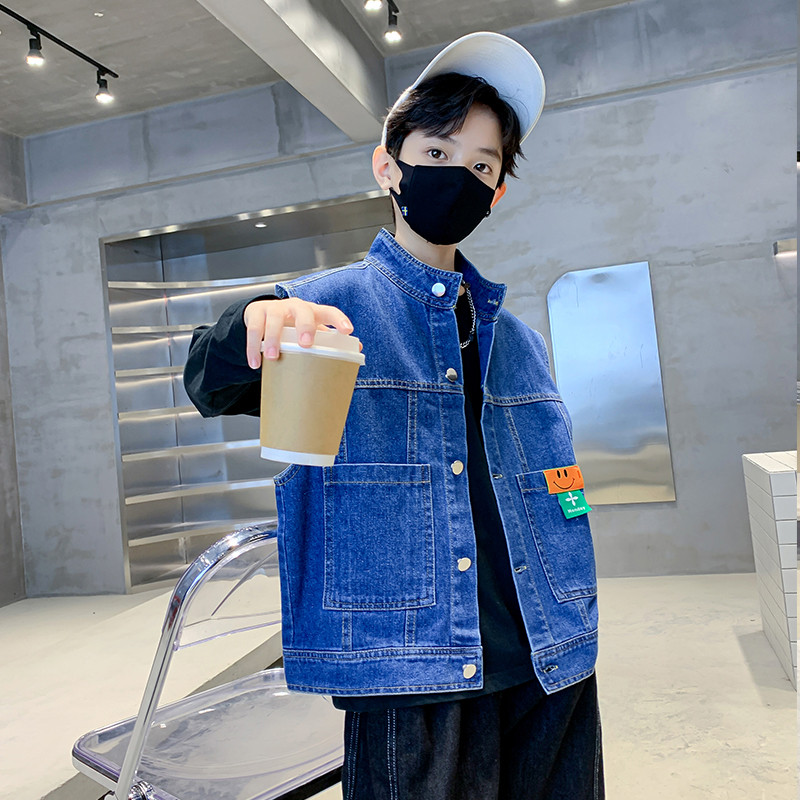 Vestă de blugi pentru băieți mari Îmbrăcăminte pentru copii, primăvară, toamnă, blugi ocazional, jachetă fără mâneci, îmbrăcăminte exterioară pentru copii, topuri pentru copii, haine pentru copii