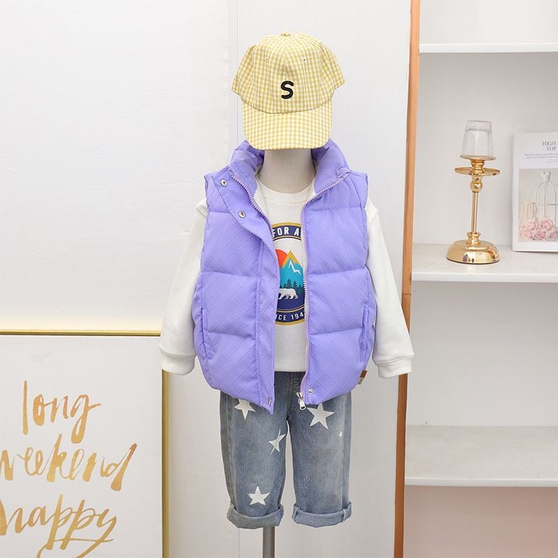 Vestă caldă pentru copii, toamnă iarnă, fete, băieți, vestă îngroșată, îmbrăcăminte exterioară pentru copii coreeni, jachete din bumbac fără mâneci, culoare solidă TZ876