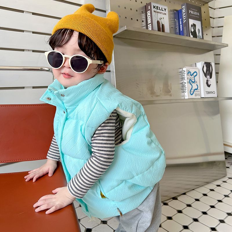 Vestă caldă pentru copii, toamnă iarnă, fete, băieți, vestă îngroșată, îmbrăcăminte exterioară pentru copii coreeni, jachete din bumbac fără mâneci, culoare solidă TZ876