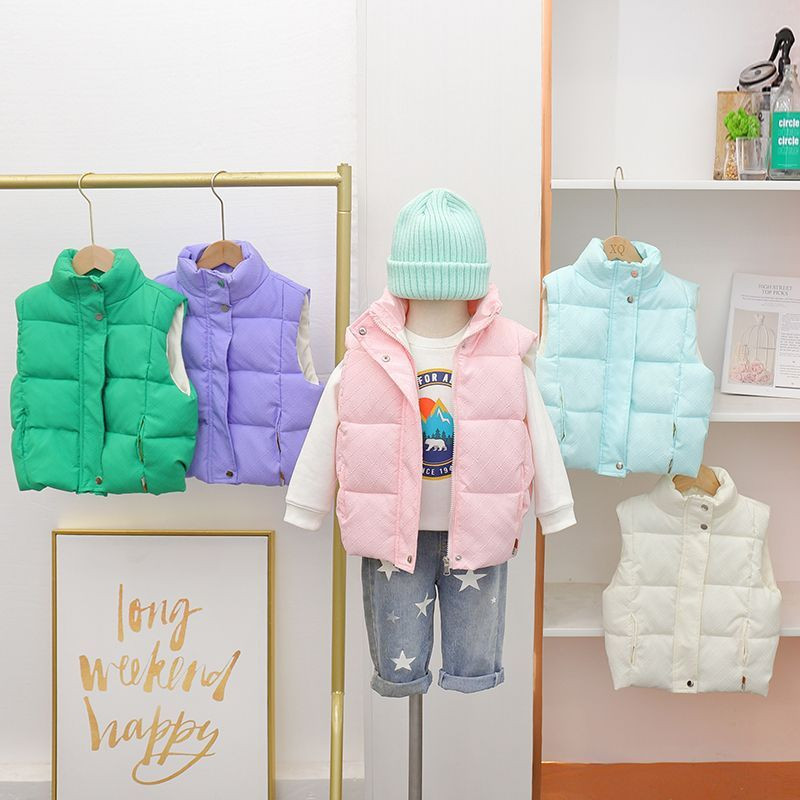 Vestă caldă pentru copii, toamnă iarnă, fete, băieți, vestă îngroșată, îmbrăcăminte exterioară pentru copii coreeni, jachete din bumbac fără mâneci, culoare solidă TZ876