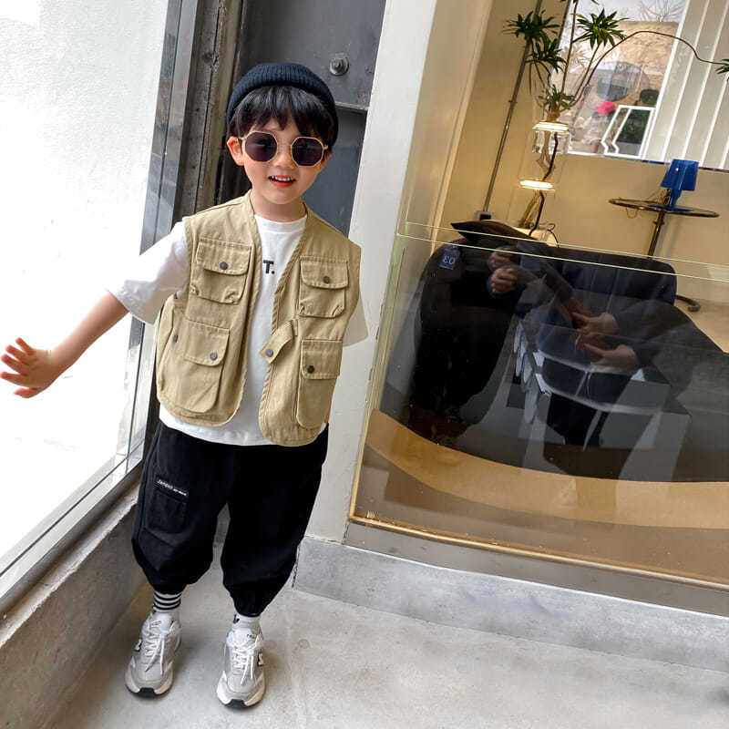 Copii băiat vestă solidă primăvară toamnă copii ocazional cu nasturi în jos jachete băieți fără mâneci băieți mari cu litere subțire haină de jeans îmbrăcăminte exterioară
