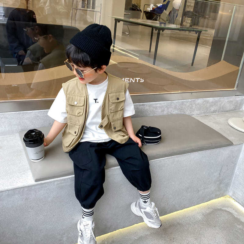 Copii băiat vestă solidă primăvară toamnă copii ocazional cu nasturi în jos jachete băieți fără mâneci băieți mari cu litere subțire haină de jeans îmbrăcăminte exterioară