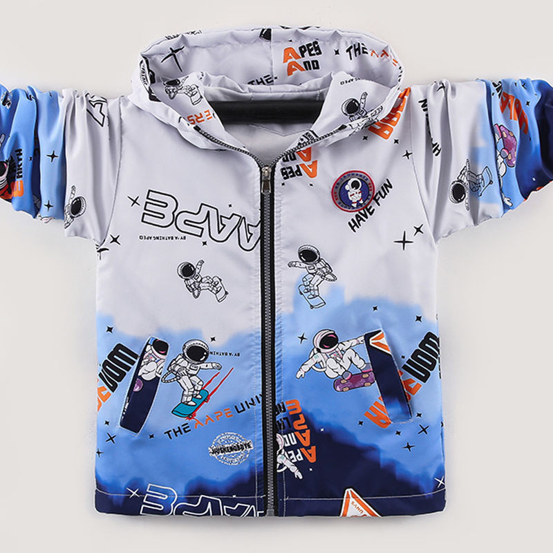 2023. gada bērnu virsdrēbes, bērnu sporta karikatūras apdrukas jakas Divstāvu ūdensnecaurlaidīgas, vēja necaurlaidīgas zēnu jakas 5–15 gadiem 2 krāsās