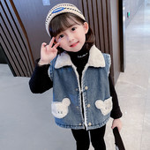 Novi modni traper dječji prsluk Zimski kaputi Topli prsluk od flisa za djevojčice Dječja odjeća Gornja odjeća za djecu 2-8 godina CH130