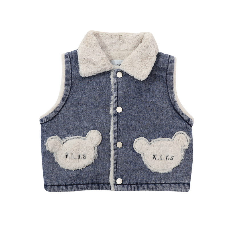 Novi modni traper dječji prsluk Zimski kaputi Topli prsluk od flisa za djevojčice Dječja odjeća Gornja odjeća za djecu 2-8 godina CH130