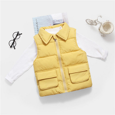 Vestă din bumbac pentru bebeluși de iarnă pentru copii, jachetă de toamnă, culoare solidă, veste de buzunar, băieți, copii, haine fără mâneci, îmbrăcăminte exterioară pentru copii TZ647