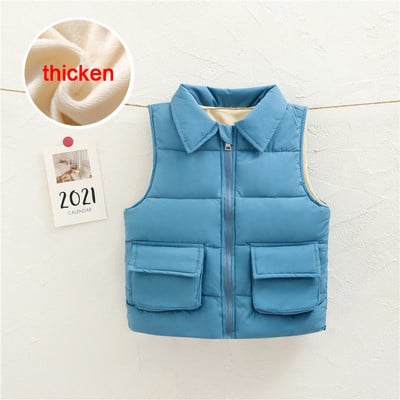 Vestă din bumbac pentru bebeluși de iarnă pentru copii, jachetă de toamnă, culoare solidă, veste de buzunar, băieți, copii, haine fără mâneci, îmbrăcăminte exterioară pentru copii TZ647