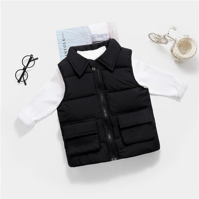 Vestă din bumbac pentru bebeluși de iarnă pentru copii, jachetă de toamnă, culoare solidă, veste de buzunar, băieți, copii, haine fără mâneci, îmbrăcăminte exterioară pentru copii TZ647