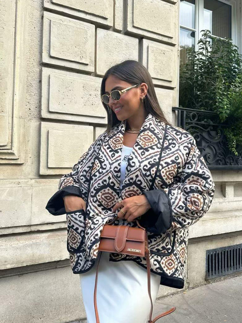 Imprimată la modă pentru femei din bumbac, cu buzunare, mâneci lungi, cardiganuri supradimensionate pentru femei, vintage, cardigan de vacanță pentru femei 2023