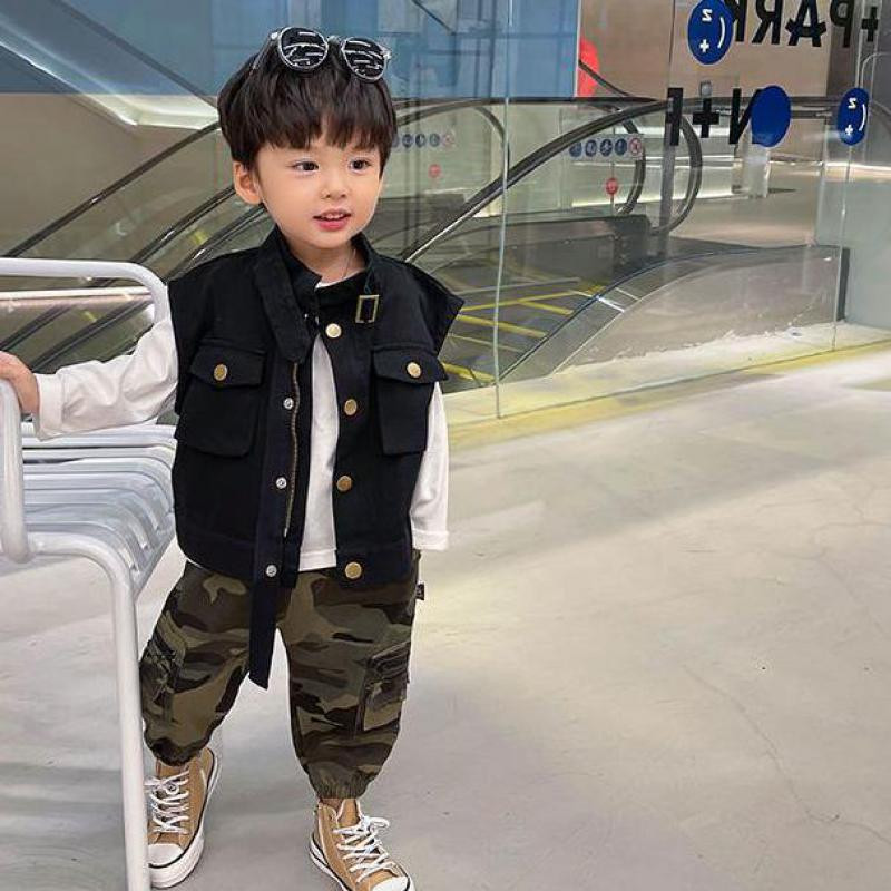 Dječji pamučni prsluci od 2 do 11 godina, kaputi, jesenski prsluci za dječake, spušteni ovratnik, patentni zatvarač, labava ležerna lagana gornja dječja odjeća Hw29