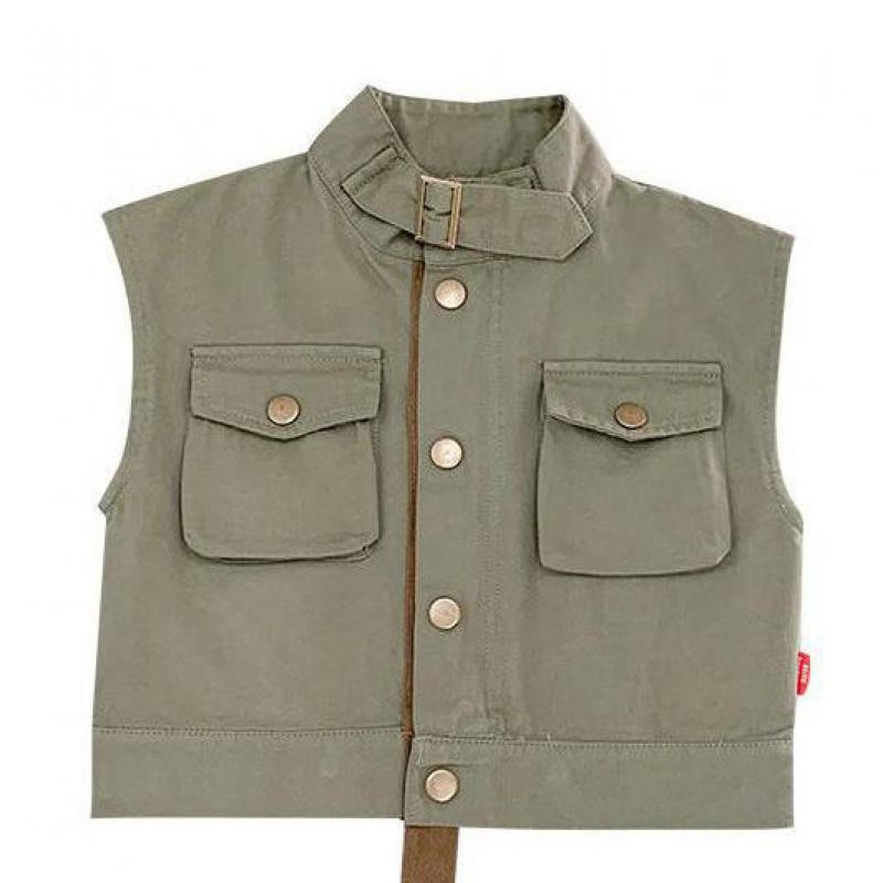 Dječji pamučni prsluci od 2 do 11 godina, kaputi, jesenski prsluci za dječake, spušteni ovratnik, patentni zatvarač, labava ležerna lagana gornja dječja odjeća Hw29