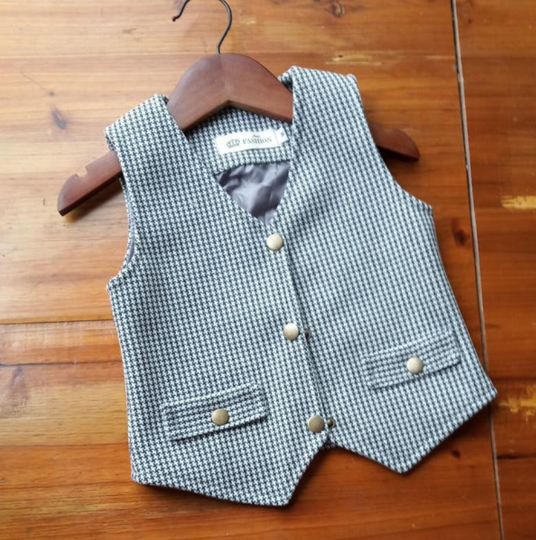 Djeca Dječaci Džentlmen Vjenčanje Karirano Party Svečani prsluk v-enck prsluk Gornja odjeća