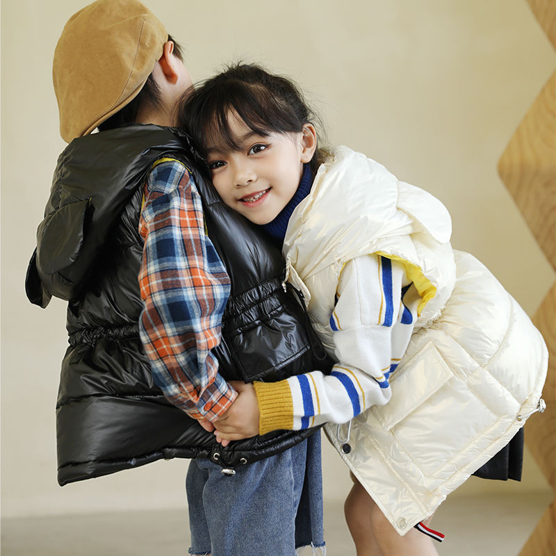 3-8Y ziemas silta bezpiedurkņu jaka bērniem jaka bieza veste ar kapuci zēniem meitenēm meitenēm bērnu veste mētelis TZ661