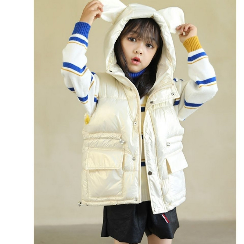 3-8Y ziemas silta bezpiedurkņu jaka bērniem jaka bieza veste ar kapuci zēniem meitenēm meitenēm bērnu veste mētelis TZ661