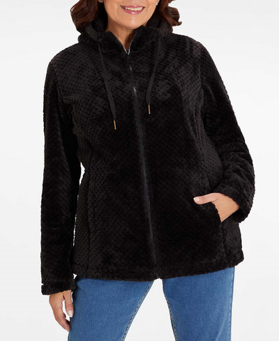 FASHIONSPARK Ženska Teddy Sherpa jakna s kapuljačom na rever i puni patentni zatvarač Puni kratki flis Sweatshirt Meka topla zimska gornja odjeća s džepovima