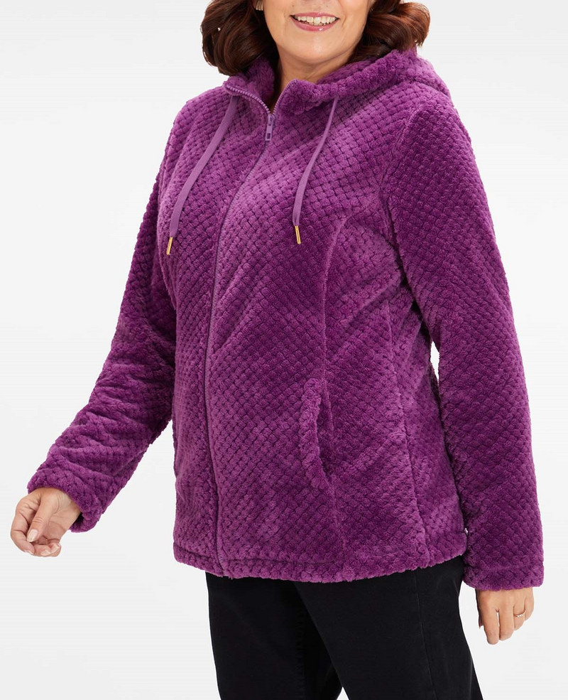 FASHIONSPARK Ženska Teddy Sherpa jakna s kapuljačom na rever i puni patentni zatvarač Puni kratki flis Sweatshirt Meka topla zimska gornja odjeća s džepovima