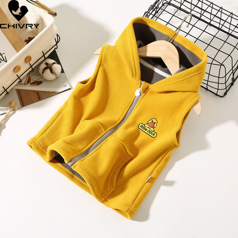 Noi pentru copii de iarnă îmbrăcăminte exterioară caldă veste fără mâneci cu glugă jachete de desene animate vestă pentru copii pentru băieți fată fleece polar vestă pentru copii