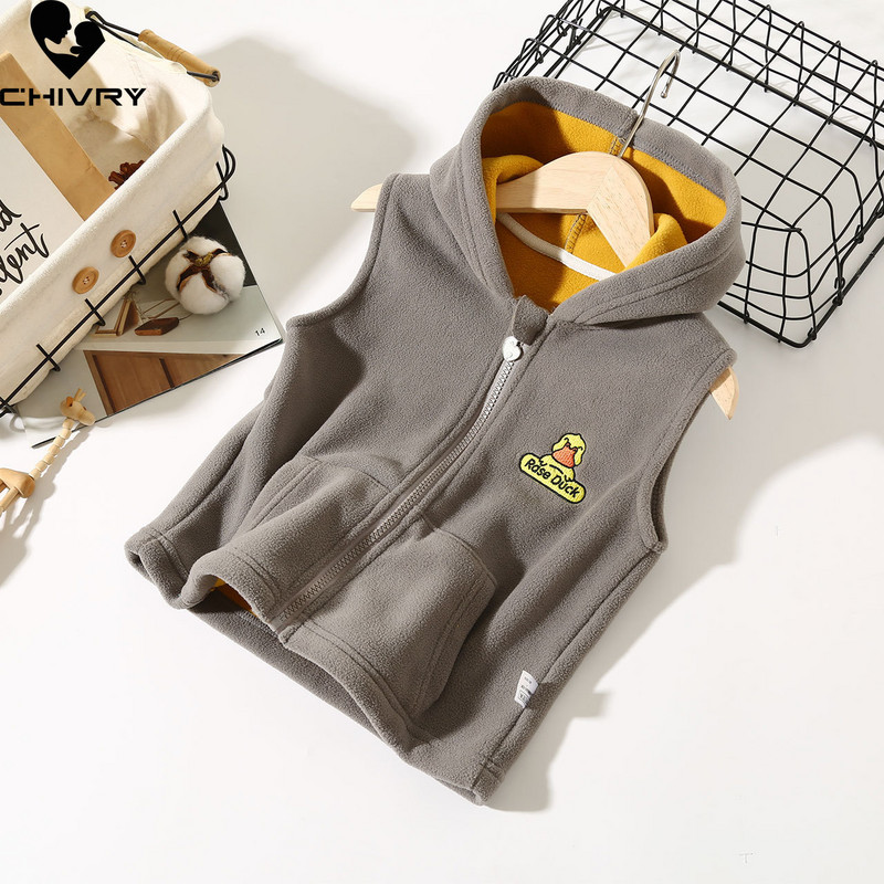 Noi pentru copii de iarnă îmbrăcăminte exterioară caldă veste fără mâneci cu glugă jachete de desene animate vestă pentru copii pentru băieți fată fleece polar vestă pentru copii