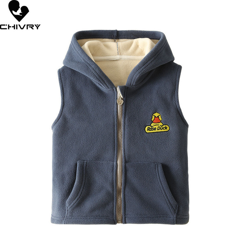 Noi pentru copii de iarnă îmbrăcăminte exterioară caldă veste fără mâneci cu glugă jachete de desene animate vestă pentru copii pentru băieți fată fleece polar vestă pentru copii