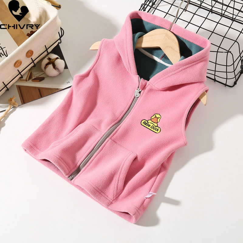 Noi pentru copii de iarnă îmbrăcăminte exterioară caldă veste fără mâneci cu glugă jachete de desene animate vestă pentru copii pentru băieți fată fleece polar vestă pentru copii