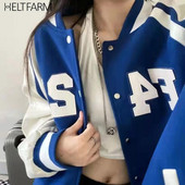 Jachetă bomber supradimensionată pentru femei Jachete de baseball varsity Y2k Jachetă de baseball Harajuku retro americană Streetwear