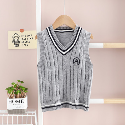 Dječji dječji prsluk Pleteni pulover 4-8Y Pamučna jesenska dječja jakna bez rukava Dječaci Djevojčice Vest Pamuk Mekani dječji kardigan Topli za dojenčad