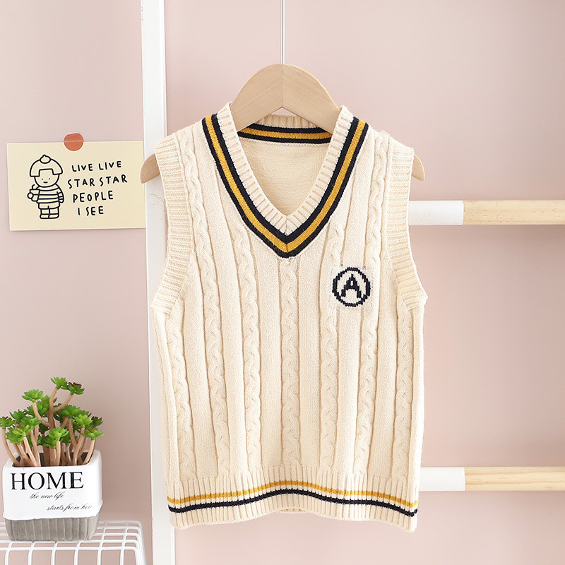 Dječji dječji prsluk Pleteni pulover 4-8Y Pamučna jesenska dječja jakna bez rukava Dječaci Djevojčice Vest Pamuk Mekani dječji kardigan Topli za dojenčad