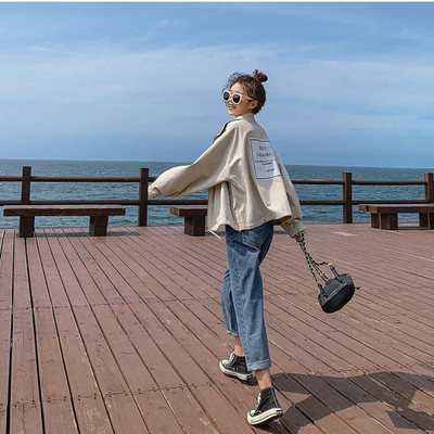 Ženske osnovne jakne Tanke za zaštitu od sunca Ženska vanjska odjeća Samostojeći ovratnik Cool Street-wear Oversize Ulzzang Šarene Ležerne Chic Slatke