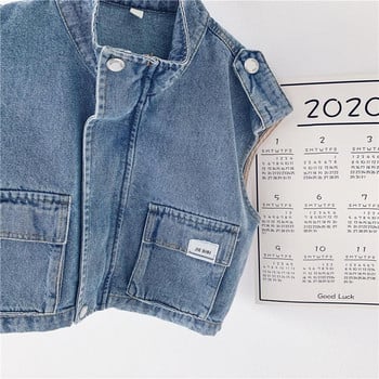Пролет Есен 2021 Нов продукт Детска жилетка Свободно работно облекло за момчета Модна дънкова жилетка Средни и малки деца