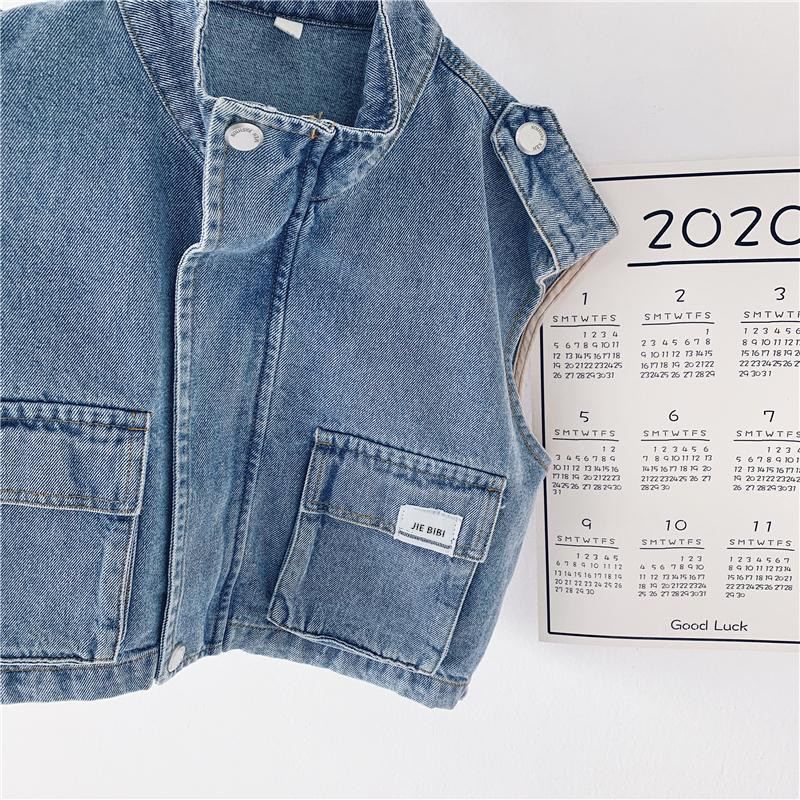 Primăvară Toamnă 2021 Produs Nou Vestă pentru copii Băieți largi Îmbrăcăminte de lucru Vestă de denim la modă Copii mijlocii și mici