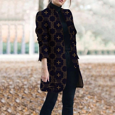 Jachetă de lână în carouri de toamnă iarnă pentru femei